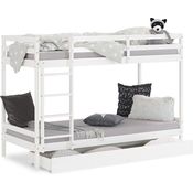 Homestyle4u Etagenbett mit Bettkasten, Kiefernholz weiß, 90x200 cm