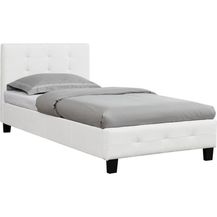 Bild für CARO-Möbel Polsterbett Ohio Bettgestell 90x200 cm Einzelbett Designbett inklusive Lattenrost Textilbezug in weiß