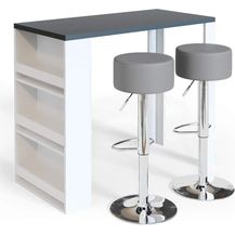 Bild für Bartisch-Set Weiß/Grau 57 x 117 cm mit 2 Barhockern Vicco