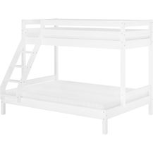 Bild für Doppel-Etagenbett 140x200 und 90x200 Erwachsenen-Stockbett Kiefer Massivholz weiß V-60.18W-09-14Rollrost. Matratze und Gästebettkasten inkl.