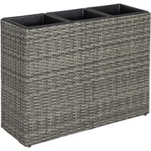 Bild für Hochbeet Polyrattan Blumenkübel Pflanzkübel Rattan Blumentopf Set Anthrazit-Grau