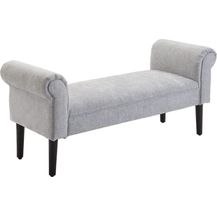 Bild für HOMCOM Polsterbank Sitzbank Lounge Sitzhocker Flurbank Bettbank elegant mit gerollten Seiten Leinenstoff Schaumstoff Polyester Hellgrau 132 x 45,5 x 58 cm