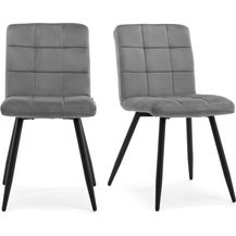 Bild für HNNHOME® Set mit 2 x Cubana Polsterstühlen mit starken schwarzen Stahlbeinen, weicher Samt, für Küche, Esszimmer, Lounge, Wohnzimmer, Empfang, Pub, Kneipe oder Restaurant (grau, Samt)