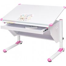 Bild für MSZ Design Kinderschreibtisch Schülerschreibtisch Variant weiß verstellbar mit Schublade und Wechselkappen in Grau und Pink für Jungs und Mädchen