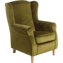 Bild für Ohrensessel Karlen Bezug Samtvelours Buche natur / oliv 22041