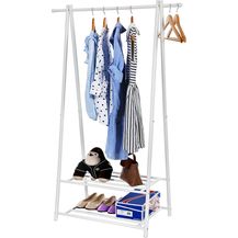 Bild für Songmics Kleiderständer 2 Ablagen Metallgestell platzsparend weiß HSR05W