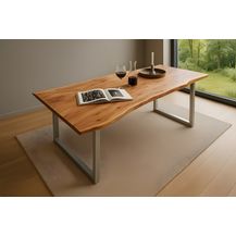 Bild für Esstisch Baumkante massiv Akazie natur 220 x 100 silber QUINN 67689402