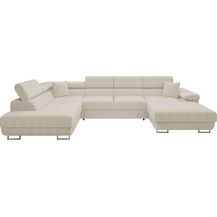 Bild für Ecksofa Torezio Bis Cord mit Bettkasten, Schlaffunktion und Einstellbare Kopfstützen (Farbe: Poso 100, Seite: Links)