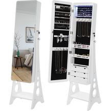 Bild für LED Schmuckschrank mit abgeschrägter Kante Spiegel abschließbarer Stehschrank-Organizer mit 6 Schubladen und Ohrring Aufbewahrung