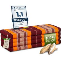 Bild für Nachhaltige Klappmatratze aus Kapok, breite Gästematratze vierteilig, Faltbare Matratze, ökologische Yogamatte, klappbares Gästebett, Liege für Garten und Balkon 200 x 110 x 8 cm (Orange)