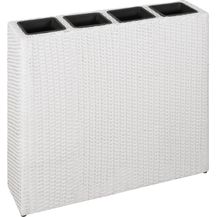 Bild für vidaXL Garten-Hochbeet mit 4 Töpfen Poly Rattan Weiß 45427
