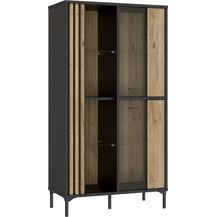 Bild für Glasvitrine >JOAKIMIS< Lamelle, Mauvella Eiche Dekor / Schwarz