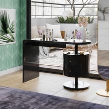 Bild für Schminktisch Lara Schwarz Hochglanz 120 cm mit 2 Schubladen Vicco