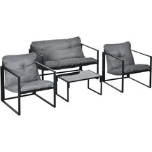 Bild für Outsunny Sitzgruppe Gartenmöbel-Set, 1 Glastisch, 2 Sessel, 1 Sofa, wetterbeständig, (Dining Set, 4-tlg, Gartenmöbel-Set)