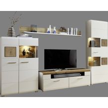 Bild für Wohnwand Schrankwand Anbauwand Wohnzimmer-Set 2 FUN PLUS weiß Holz Licht