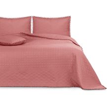 Bild für AmeliaHome Tagesdecke mit Pompons 170x210 cm Bettüberwürf zweiseitig Ultrasonic Steppung Polyester Meadore Altrosa
