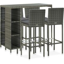 Bild für vidaXL 5-tlg. Gartenbar-Set mit Kissen Poly Rattan Grau 3064919
