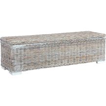 Bild für Aufbewahrungsbox 120 cm Weiß Kubu-Rattan und Massivholz Mango