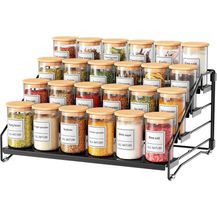 Bild für 4 Etagen Gewürzregal Einstellbar Schwarz Metall für Küche 34cm