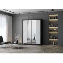 Bild für Fabryka Mebli Idźczak Schiebetürenschrank, eleganter Kleiderschrank Schrank Garderobe Spiegel Vista 01, Schlafzimmer- Wohnzimmerschrank Schiebetüren Modern Design (Schwarz/Weiß)