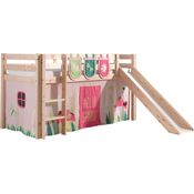 Vipack 'Pino' Halbhochbett natur, inkl. Rutsche, Vorhang 'Spring' und Betttaschen