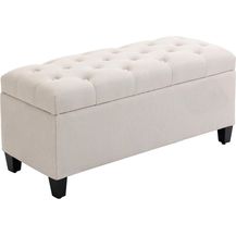 Bild für HOMCOM Sitzbank Polsterbank mit Stauraum Truhenbank Flur Schlafzimmer Wohnzimmer leinenartiges Polyester Gummiholz Cremeweiß 100 x 40 x 44 cm