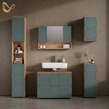 Bild für Livinity® Hängeschrank Ronco, Grün/Goldkraft Eiche/Goldkraft Eiche, 30 x 59 cm 2 Fächer,. (1-St)