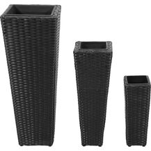 Bild für vidaXL Garten-Hochbeet 3-tlg. Poly Rattan Schwarz 40534