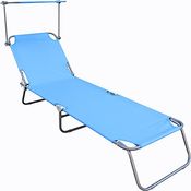 Ambia Garden Dreibeinliege, Blau, wetterfest, verstellbares Dach, klappbar, Rückenlehne verstellbar, Gartenmöbel, 55x24x185 cm