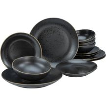Bild für CreaTable 22707 Tafelservice Industrial Gold BLACK für 4 Personen, Steinzeug, schwarz (1 Set, 12-teilig)