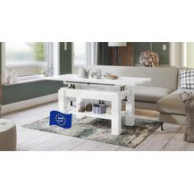 Bild für designimpex Couchtisch Couchtisch Astoria Weiß Hochglanz höhenverstellbar ausziehbar Esstisch