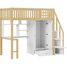 Bild für Odikalo Jugendbett Kinderbett Hochbett Kleiderschrank Regal Tisch Treppe 90x200cm