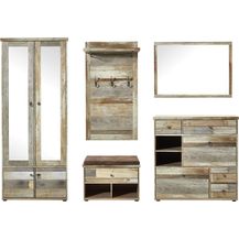 Bild für Garderobe 5-TLG Garderobenschrank Paneel Spiegel Schuhkommode Driftwood