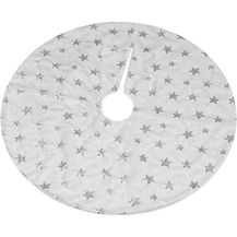 Bild für MARELIDA Weihnachtsbaumdecke Baumteppich Schneeflocken Baumrock Tannenbaumdecke 85cm weiß silber