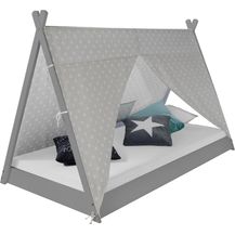 Bild für Kinderbett TIPI 90x200 Jugendbett grau Holzbett Kinderzimmer Stoff