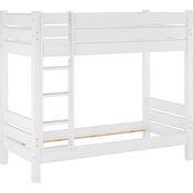ERST-HOLZ Etagenbett Extra stabiles Etagenbett aus Kiefer in weiß 100x200 cm Nische 100