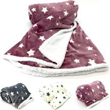 Bild für Wohndecke Soft Flanell Sterne Kuscheldecke mit Sherpa Fell