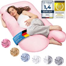 Bild für SMOOTHY XXL Schwangerschaftskissen Seitenschläferkissen, Lagerungskissen, Baby-Kissen & Stillkissen in U-Form mit abnehmbarem & waschbarem Bezug aus 100% Baumwolle (Classic XXL, 150x80 cm, Pink)