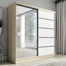 Bild für A&J MöbelLand Schwebetürenschrank NERO 2 200 cm mit Spiegel drei Schubladen