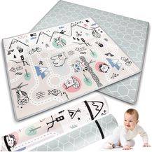 Bild für NUKIDO Baby-Schaumstoffmatte Doppelseitig Niedlich Buntes Design zum Spielen Krabbeln Ideal als Geschenk Rollbar Dicke 1,5 cm Größe 180x150 cm Grau