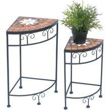 Bild für Blumenhocker Merano Mosaik 2er Set 12013 Blumenständer 42 und 52cm Eckregal Hocker