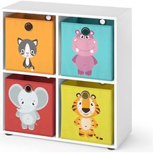 Bild für Kinderregal Tetra Weiß 72.6 x 72 cm mit 4 Faltboxen (rot/gelb)