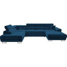 Bild für Ecksofa Torezio Bis mit Bettkasten, Schlaffunktion und Einstellbare Kopfstützen (Farbe: Manila 26, Seite: Links)