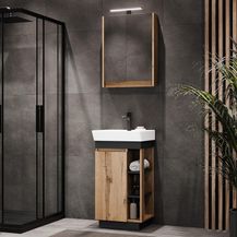 Bild für Planetmöbel Badmöbel-Set Nyx, (45cm Waschtisch mit Armatur & Spiegelschrank, 3-St)