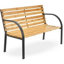 Bild für Juskys Gartenbank Modena – 2-Sitzer Holzbank mit Armlehnen & Rückenlehne – wetterfeste Sitzbank 120x62x82 cm