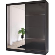 Bild für Fabryka Mebli Idźczak Schiebetürenschrank, eleganter Kleiderschrank Schrank Garderobe Spiegel Multi 31-180 cm, Schlafzimmer- Wohnzimmerschrank Schiebetüren Modern Design (Schwarz/Schwarz)