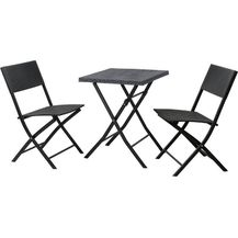 Bild für SVITA Polyrattan Bistro-Set Balkonset Klappmöbel Stuhl Tisch Gartenmöbel Schwarz