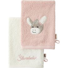 Bild für Sterntaler 2er Waschhandschuhe Esel Emmi Girl flora rose uni mit Stickerei und Logo Schriftzug