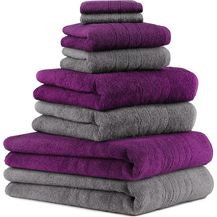 Bild für Betz Handtuch Set 8-TLG. Handtuch-Set Deluxe Farbe anthrazit grau und Pflaume, 100% Baumwolle (Set, 8-St)