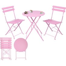 Bild für Albatros Bistroset 3-teilig Rosa – Bistrotisch mit 2 Stühlen – klappbare Stühle und Tisch aus robustem Metall – optimal als Balkonmöbel Set oder Gartenmöbel in modernem Design
